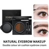 LXZJJM 2 Colors Waterproof Air Cushion Eyebrow Cream Liquid Brow Powder Gel for Eye Makeup with duo 2 end eyebrow Brushes (02# brown)