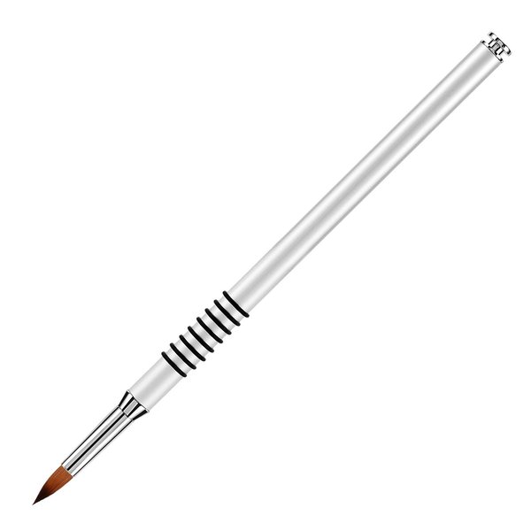 Accmor 3D Nail Art Brush for Acrylic Powder, Kolinsky Acrylic Nail Brush, Silver Metal with Non-Slip Handle (Size # 2)