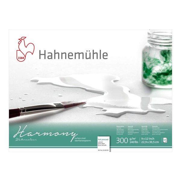 Hahnemuhle Harmony Watercolor Block Hot Pressed 9x12 Inches 12 Sheets