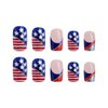 4th of July Press on Nails Short Square Fake Nails, Independence Day Acrylic Nails American Flag Element Star Stripe Glitter Design 4th of July Nail Art Decor, False Nails Stick on Nails Kit 24pcs