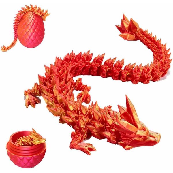 3D Printed Dragon Egg, Mystery Crystal Dragon Fidget Toys, Articulated Dragon, Flexible Joints Home Decor Executive Desk Toys, Autism/ADHD Easter Toys Gifts