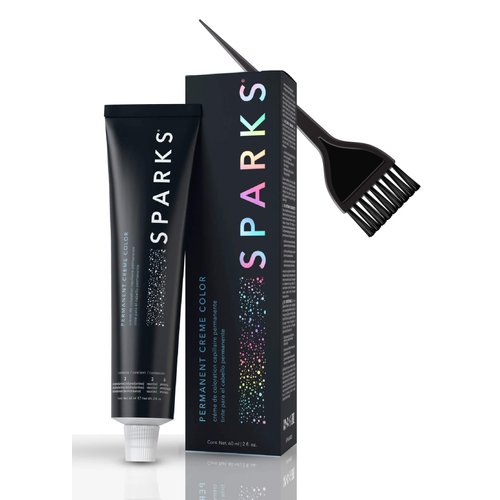Sparks Permanent Creme Hair Color, 2 oz / 60 ml (w/Sleek Tint Brush) Cream Haircolor Dye by Henkel Corporation (7.38 Medium Blonde Gold Chocolate)