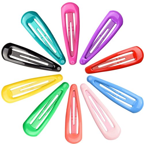 JFFX 30 Pcs Colorful Snap Hair Clips for Girls, 2 Inch Non-slip Metal Hair Barrettes in 10 Assorted Color for Kids Toddlers Teens Women Hair Accessories