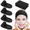 obeoby 4 Pack Spa Facial Headbands for Women, Black Face Wash Headband Adjustable Make Up Wrap Head for Washing Face Shower Yoga