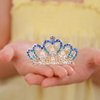 JWICOS Princess Comb Mini Crystal Hair Comb Silver Pearl Hair Comb Rhinestone Wedding Mini Headband Comb for Girls (Blue)