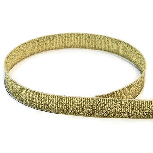 USA Made 3/8" Gold Tinsel Grosgrain Ribbon - 100 Yards (Multiple Widths & Yardages Available)