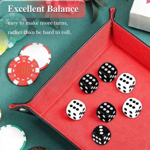 Davidsons Collection 100 Packs 16mm Standard Size Gaming Dices Sets, White & Black Two Tone, Vintage Dice Perfect for Kid's Gift, Casino Theme, Party Favors