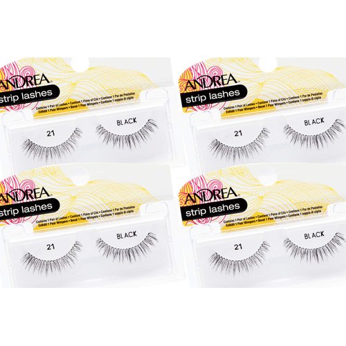 Andrea False Eyelashes Style 21, Strip Lashes, Black x 4 pairs