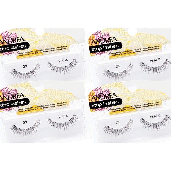 Andrea False Eyelashes Style 21, Strip Lashes, Black x 4 pairs