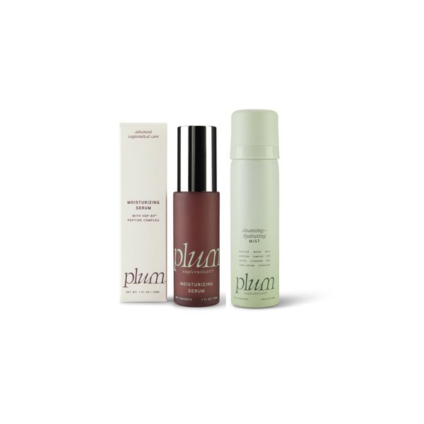 Plum Full Size Hydration Bundle: Hormone-Free Vaginal Moisturizing Serum & Cleansing Hydrating Mist Duo | pH-Balanced, Microbiome-Friendly, Long-Lasting Relief for Dryness & Irritation | 1 oz & 1.6 oz