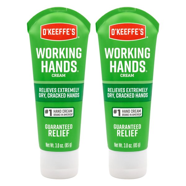 O'Keeffe's Working Hands Hand Cream, Relieves and Repairs Extremely Dry Hands, 3 oz Tube, (Pack of 2)