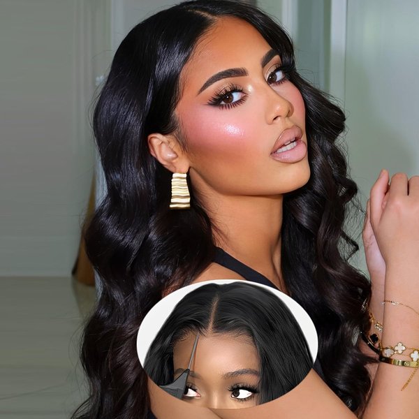 MARRYU 9x6 M-Cap Wear and Go Closure Wig Body Wave Lace Front Wigs Human Hair Pre Bleached Tiny Knots HD Lace with Baby Hair Upgraded No Glue Hd Lace Frontal Wigs Human Hair Glueless wigs Human Hair