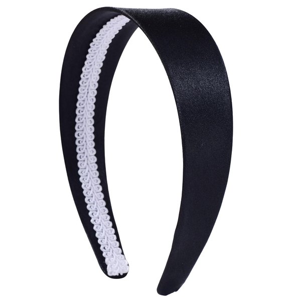 loucent Smooth Satin Headband - Luxurious 2" Wide No-Slip Headband for Women black