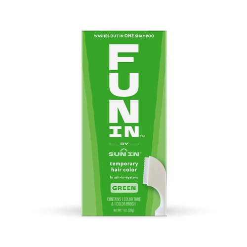 Fun In by Sun In, Temporary Hair Color Brush In System, Green - 1 oz