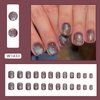 Press on Nails Short Square Starry Sky Purple False Nails with Design 24Pcs Artificial Acrylic Nails Full Cover Reusable Aurora Coffin Fake Nails Medium Glue on Nails for Women Fall Winter Manicure