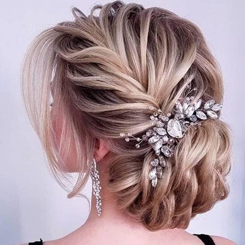 Teyglen Women Simple Crystal Rhinestone Bride Wedding Hair Comb Luxurious Hair Accessories Silver Rhinestone Wedding Hair Comb Bridal Crystal Haier Piece for Women Bride Girls