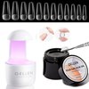 Gellen Gel x Nail Kit Nail Extension Set with 240Pcs Short Almond Soft Gel Nail Tips 15g Solid Nail Glue Gel for Fake Nail Tips LED Nail Lamp Acrylic Nail Tips Kit for DIY Manicure Set