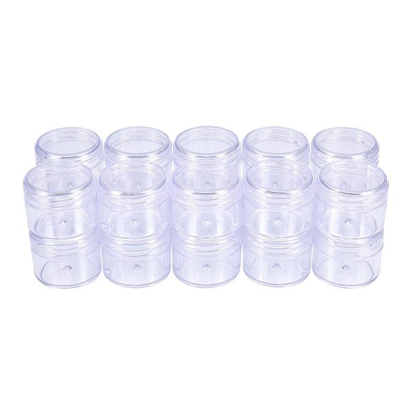 BENECREAT 20 Pack 1.7"x1.4" (30ml) Empty Clear Plastic Bead Storage Container jar with Rounded Screw-Top Lids for Beads, Nail Art, Glitter, Make Up, Cosmetics and Travel Cream