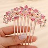 Missgrace Boho Shiny Flower Floral Hair Combs Blue Pink Purple Bridal Wedding Hair Crystal Rhinestones Women Hair Side Combs Hair Accessories for Women (Pink)