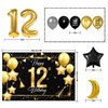 Happy 12th Birthday Balloons Gold Set Decor - Cheers to 12 Years Old Party Theme Garland Star Moon Banner Backdrop Decorations For Kids Supplies