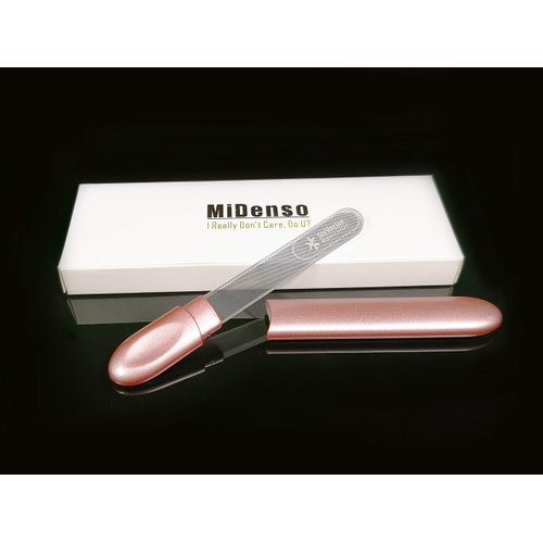 Nail File, Midenbo Glass Crystal Diamond Salon Best Beauty Nail Buffer with Case for Natural and Acrylic Nails Top Birthday Christmas Gift for Women and Man(Champagne Gold)
