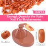 Nail Practice Finger for Acrylic Nails, 3PCS Adjustable Fake Mannequin Fingers with 1PC Acrylic Finger Base and 100PCS Brown Nail Tips, Movable Flexible Training Fake Finger Nail to Practice Nail Art