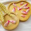 24pcs Press on Nails Almond False Nails Full Cover with Pink White Flower Designs Acrylic Nails Long Pink French Tip Sticks on Nails for Women Girls Summer Nails Supplies Decorations