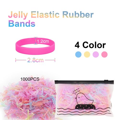 Maine Rubber Bands for Hair, 1000PCS Hair Rubber Bands, Small Elastic Hair Ties, Mini Seamless Rubber Bands for Babies, Girls, Women to Weave Different Hairstyles (Jelly)