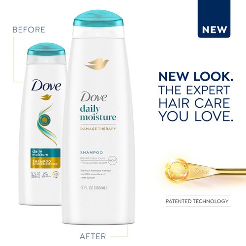Dove Damage Therapy Shampoo Daily Moisture for Dry Hair Shampoo with Bio-Protein Care 12 fl oz