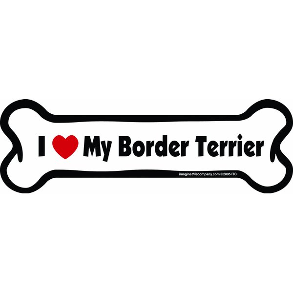 Imagine This Bone Car Magnet, I Love My Border Terrier, 2-Inch by 7-Inch