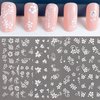 White Flower Nail Art Decal Stickers for Women Fingernails Acrylic Nails Designs and Nail Decoration Self Adhesive Floret Nail Stickers for Nails Decor (Pack of 6)