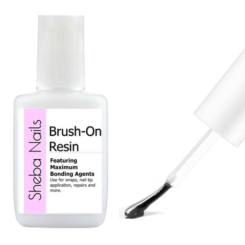 SHEBA NAILS Brush On Nail Resin 1/2 oz (15 ml) - Clear Professional Nail Adhesive for Wraps and Nail Strengthening Nail Glue Strong Bond