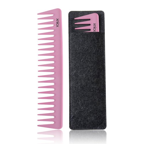 xnicx 7.48 Inch Wide Tooth Comb,Pink Carbon Hair Detangling Wide Tooth Comb,Professional Styling Shower Comb for Men and Women,Detangler Comb for Curly Hair,Long Hair,Wet or Dry Hair in all Types