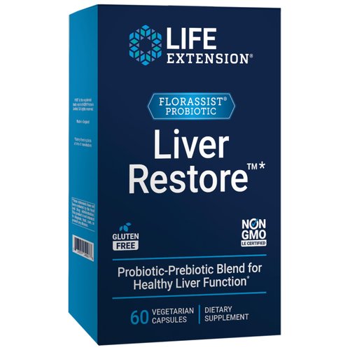 Life Extension FLORASSIST® Liver Restore™, Liver Health probiotics, prebiotics, Liver Support, Healthy Liver enzymes, Gluten-Free, Non-GMO, Vegetarian, 60 Capsules