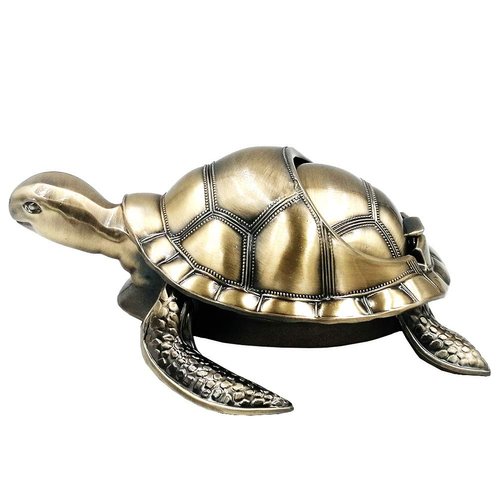 Vintage Windproof Ashtray with Lid Metal Creative Turtle Cigarettes Ashtray for Outdoor Indoor Decorative Ashtray Holder for Home Office Desktop Decor,Bronze