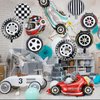 10 PCS Race Car Balloons, Foil Helmet Checkered Balloons and Hot Wheel Tire Balloons, Race Car Party Supplies for Boy Two Fast Birthday Party Cars Theme Decorations