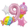Ice Cream Birthday Decorations, 5 Pcs Dokuna Ice Cream Balloons 9th Birthday Decorations for Girls, Giant Number 9 Foil Mylar Balloon, 9 Years Old Ice Cream Theme Birthday Party Supplies Decor (9th)