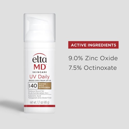 EltaMD UV Daily SPF 40 Tinted Face Sunscreen Moisturizer, Lightweight Tinted Sunscreen for Face, 1.7 oz Pump