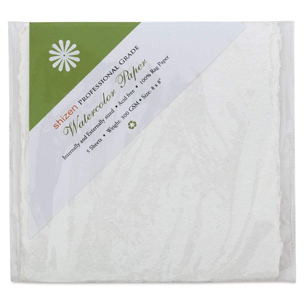Shizen Design Watercolor Paper Packs- Square Sheets Rough 8x8" (5 Sheet Pack)
