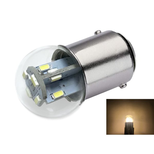 Aero-Lites.com #90 Miniature Bulb LED Replacement | 12/14 Volt AC/DC | Base Style: BA15D | Replaces Filament Bulbs: #90, 68, 96, 1178 (Warm White; 1-Pack)
