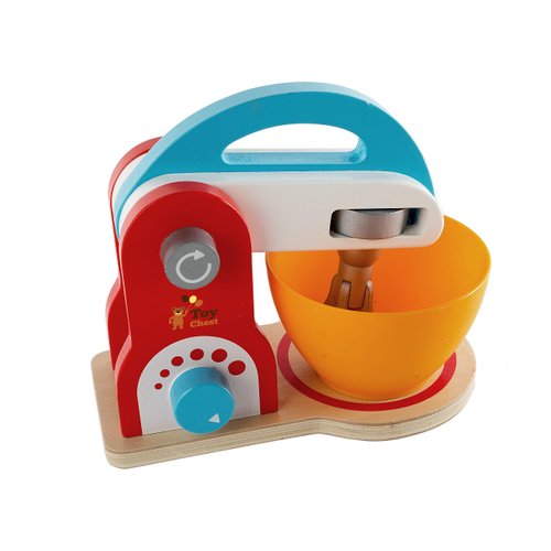 Wooden Kitchen Food Mixer Toy - Playfully Delicious Mighty Mixer - Colorful Pretend Play Cookie Baking Mixer Set - Wooden Play Kitchen Set Toys for Kids Preschoolers