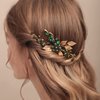 BERYUAN Gold Hair Accessories Green Hair Accessories Emerald Hair Accessories Emerald Green Hair Accessories Decorative Hair Combs Bridal Hair Comb Wedding headpiece for Bride