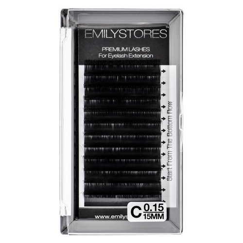 EMILYSTORES Eyelash Extensions 0.15mm Thickness C Curl 15mm Length Individual Volume Natural Eyelashes For Lash Extensions(0.15,C,15mm)