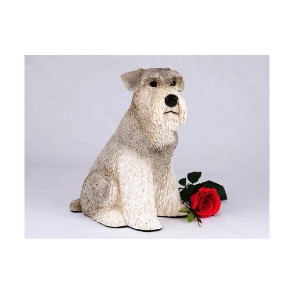 Schnauzer Ears Down Gray Cremation Pet Urn for Secure Installation of Your Beloved pet's Ashes.Rose not Included.