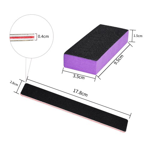 LNAUJS 5 Pack Nail File and Thin Buffer Block, Reusable Black Rectangle Shape Double Sided Manicure Tools with 100/180 Grit, Thin Sanding Buffing Grinding Plisher File