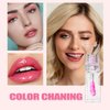 Magic Color Changing Lip Oil, Big Brush Moisturizing Lip Glow Oil Transparent Lip Care, Long Lasting Nourishing Plumping Glimmer Glow Lipstick, Tinted Lip Gloss Non-sticky Fresh (01 Clear to Pink)