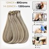 Full Shine Clip in Hair Extensions Ash Brown Highlights Platinum Blonde 14 Inch Full Head Clip in Hair Extensions 8Pcs/120G Pu Weft Real Human Hair Clip in Extensions Seamless Human Hair