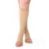 Runee Open Toe Compression Sock 20-30 mmHg Knee High Calf Support (L/XL, Beige)