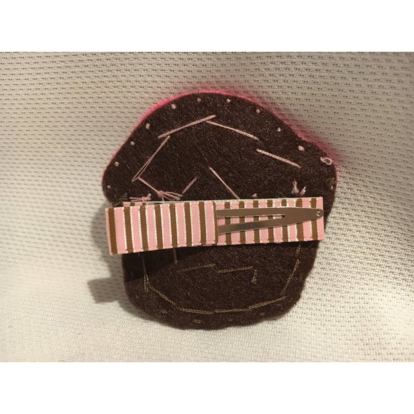 Cupcake Hair Clip, Pink and Brown Hair Accessories, Cupcake Accessories