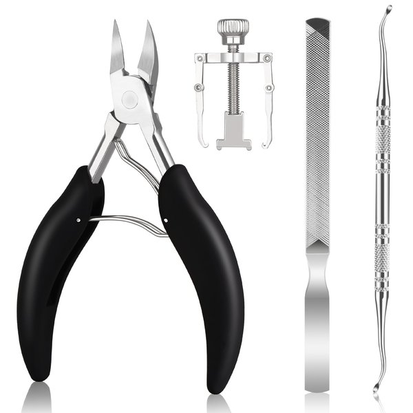 JTIEO 4 Pack Ingrown Toenail Clippers Kit for Ingrown & Thick Nail Ingrown Toenail Treatment Ingrown Toenail Removal Kit Professional Tool